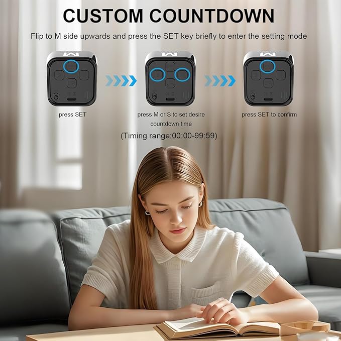 Rotating Visual Pomodoro Timer 5, 50 Min Custom Countdown, Rechargeable Cube - Image 4