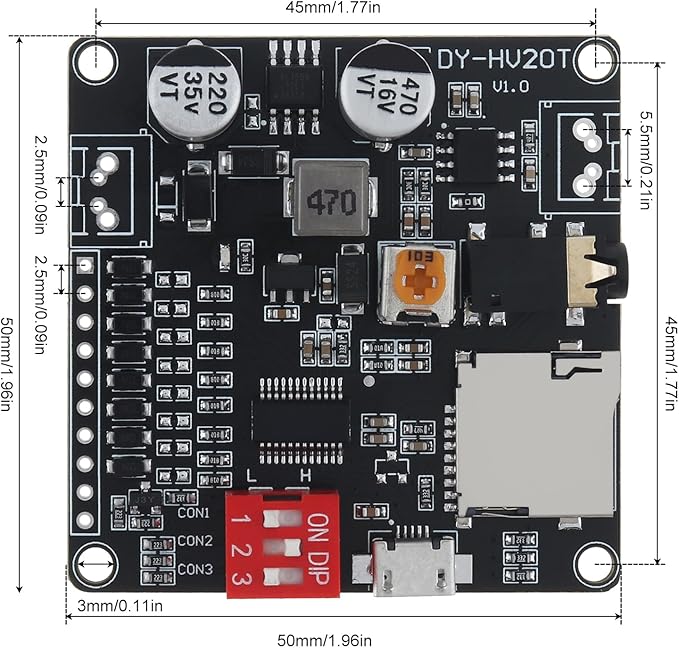 DiGiYes 20W Voice Playback Module DC 6-35V 24-bit DAC Output Support TF Card - Image 7