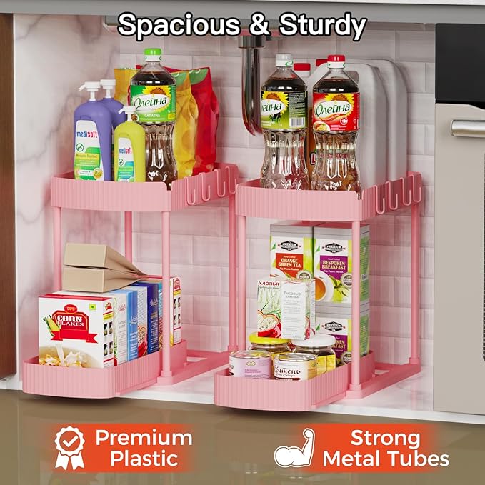 Ukeetap 2 Pack Multi-Purpose Pull-Out Storage Organizers, Under Sink & Cabinet - Image 3
