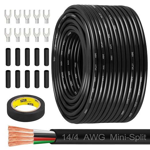 MOOKEERF 14/4 AWG Mini-Split Cable - 250FT 14 AWG 4 Conductor Control Cable by MOOKEERF