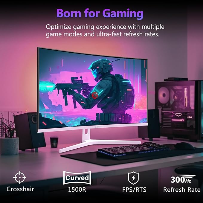 Z Z-EDGE 27 inch Curved Gaming Monitor, FHD 1080P 300Hz 240Hz Computer Monitor - Image 3