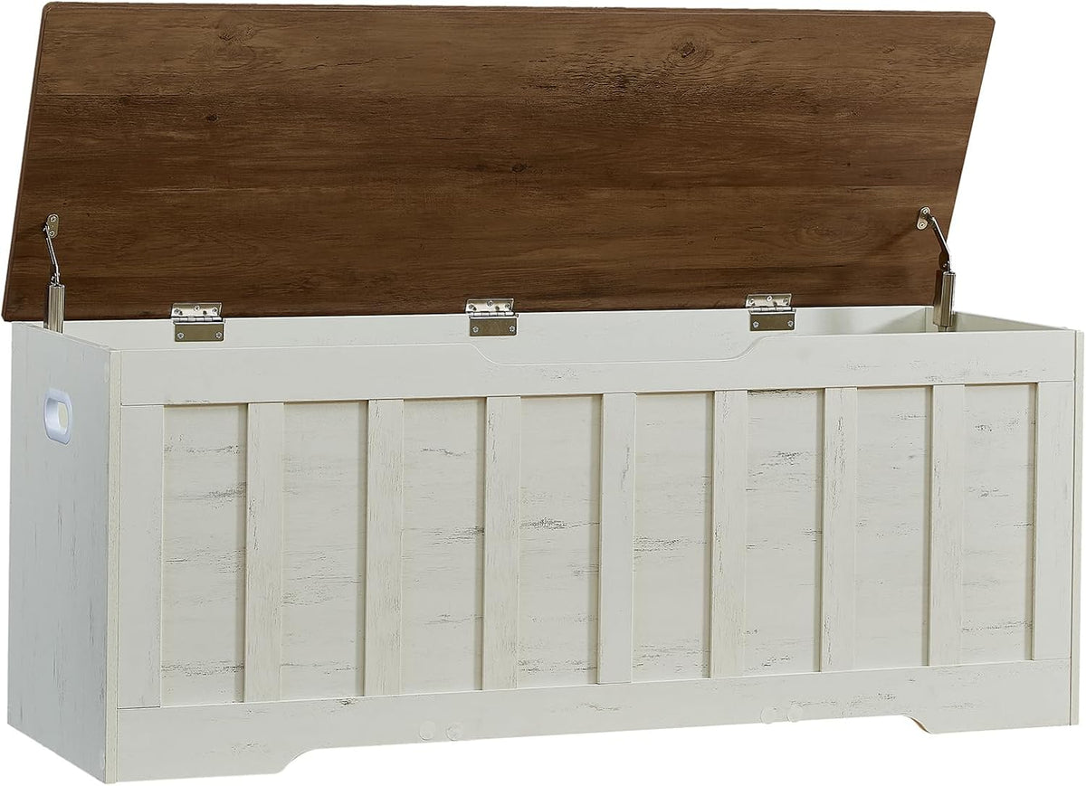 vankiley 47.2" storage chest extra large, storage bench.(white+brown), main product view
