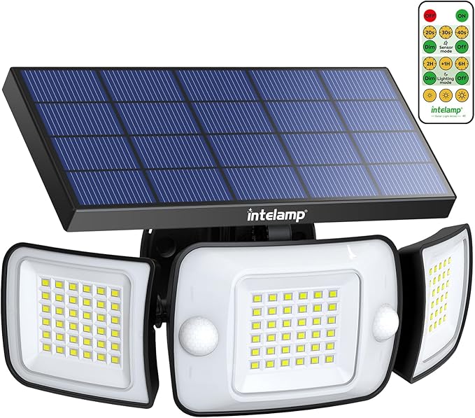 intelamp Solar Flood Lights Outdoor Waterproof, 6000mAh 1200LM Solar Powered by IntelampSolarLightingArtist