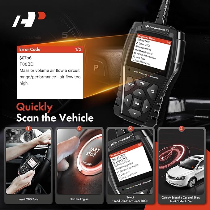 A-Premium AD200 Professional OBD2 Scanner Car Diagnostic Tool, OBDII EOBD Code - Image 5