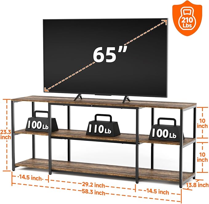 Aquzee 65 inch TV Stand, Entertainment Center - Image 3