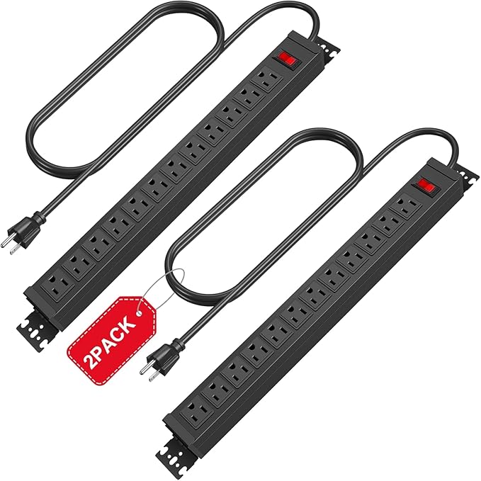 HHSOET 2Pack Rotating Mountable Power Strip, 12 Outlet Wall Mount Surge by HHSOET