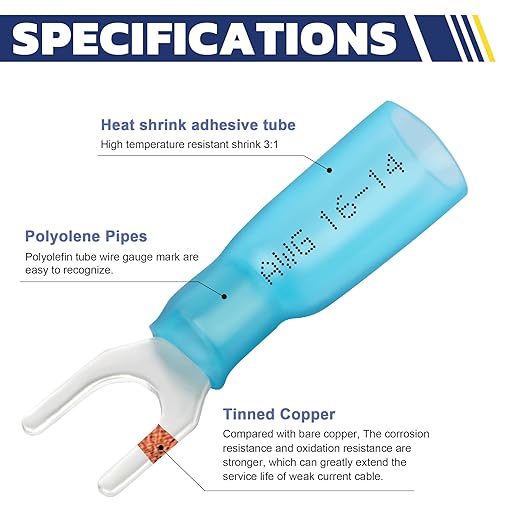 haisstronica 200PCS Heat Shrink Fork Spade Connectors #8 Waterproof Marine - Image 3