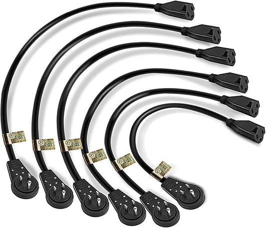 Nekteck 360° Rotating Flat Plug Extension Cord, 1 Foot, 14AWG 3 Prong, Low by Nekteck