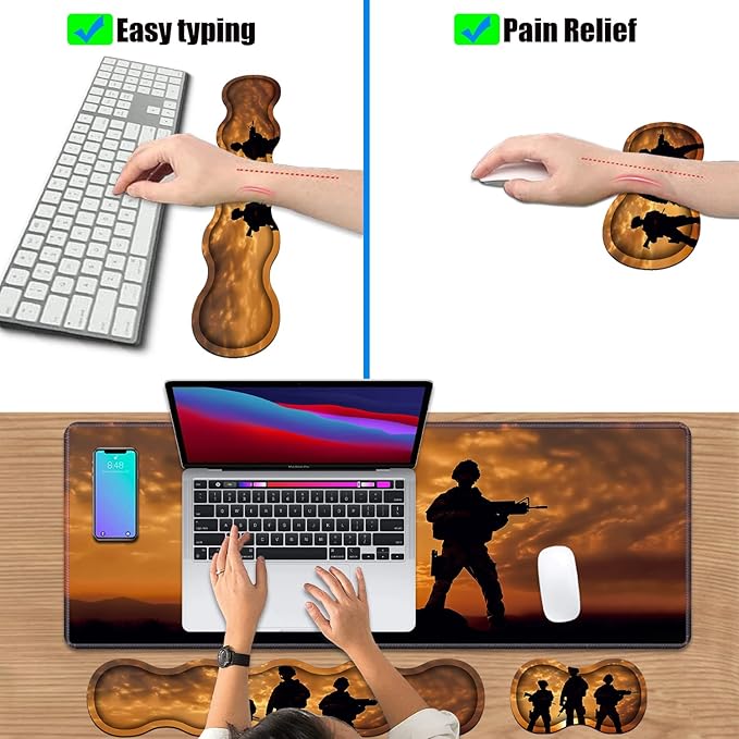 4 in 1 Ergonomic Keyboard Wrist Rest & Mouse Pad Wrist Rest Set, Large XXL - Image 6