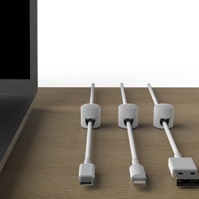 ICONIT Cable Anchors for Desk Organization White | Premium Aluminum Cord - Image 4