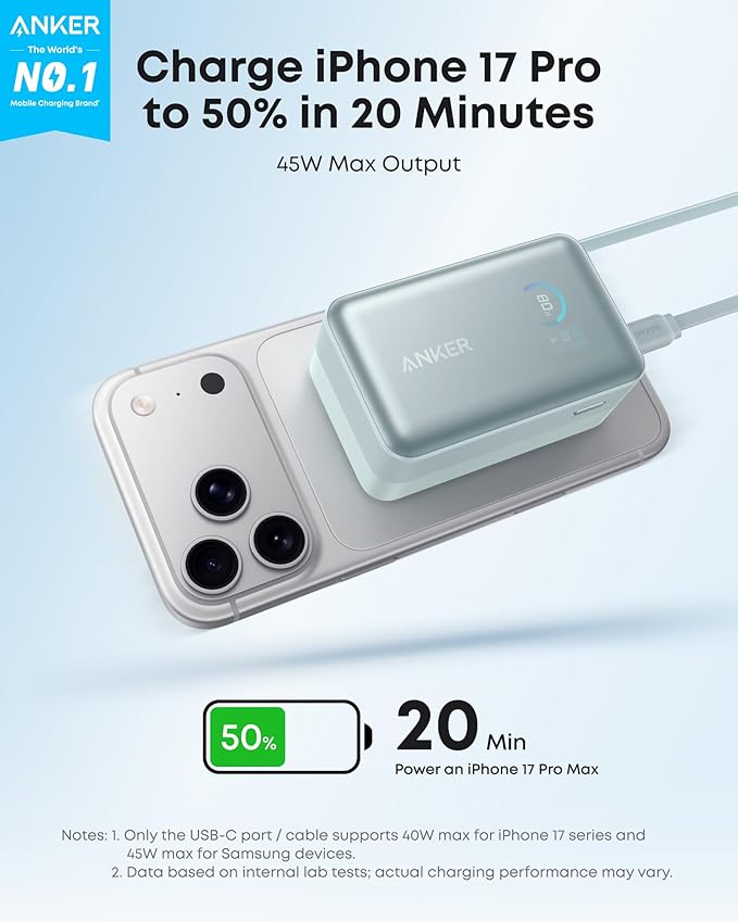 Anker Nano Portable Charger, 000mAh 45W Max Compact Power Bank, Travel - Image 2