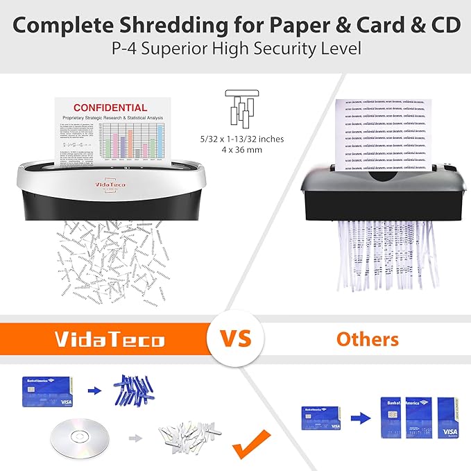 VidaTeco Paper Shredder for Home Office10-Sheet Cross-Cut Shredder - Image 2