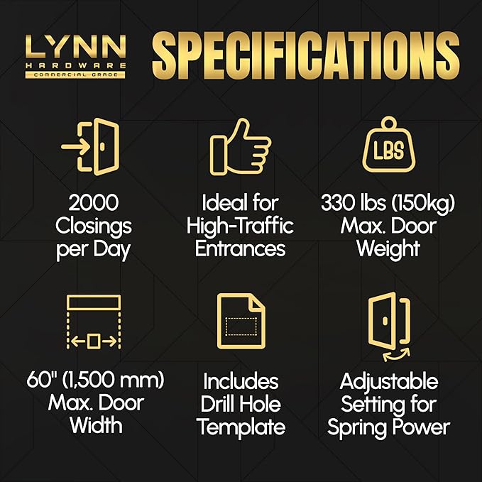 LYNN HARDWARE Heavy Duty Automatic Door Closer - Image 3