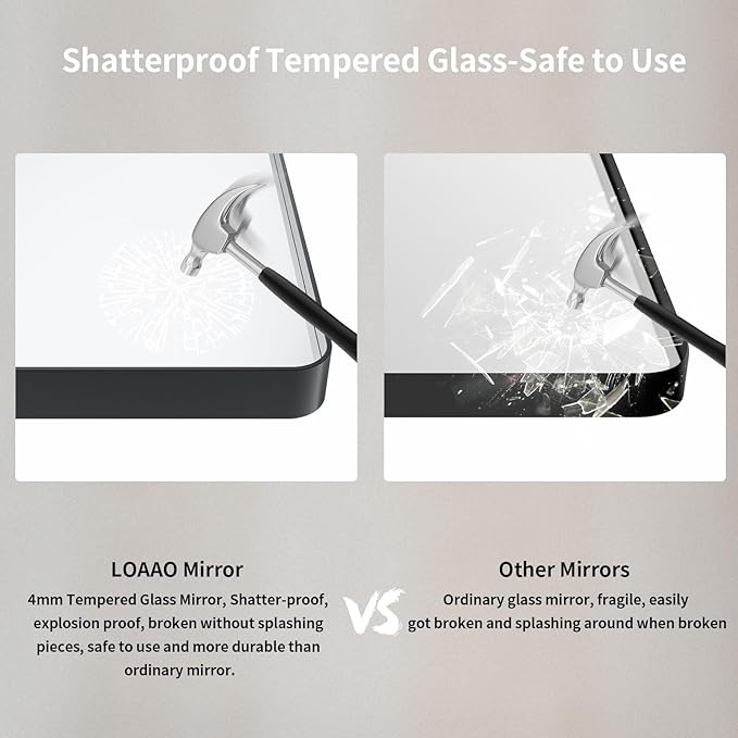 LOAAO 32x36 Inch Black Metal Framed Bathroom Mirror - Image 7
