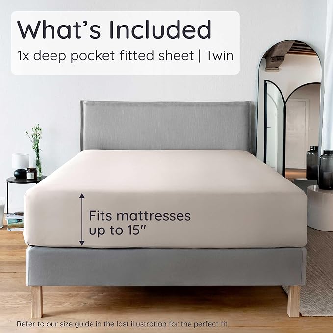 Bambaw 100% Viscose Derived from Bamboo Fitted Sheet Twin Size, Cooling Fitted - Image 2