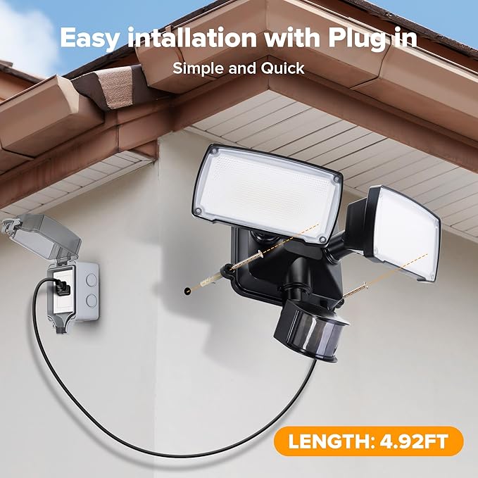 LUTEC 21W Plug in Motion Sensor Light Outdoor, Flood Lights Outdoor Motion - Image 7