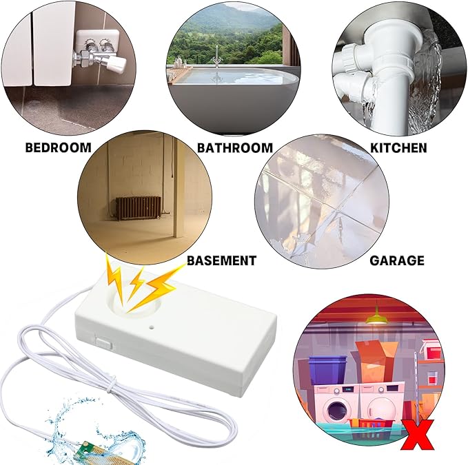 Hoteam 5 Pcs Water Sensor Alarm Leak Detector 120db Water Leak Alarm 9v Battery - Image 2