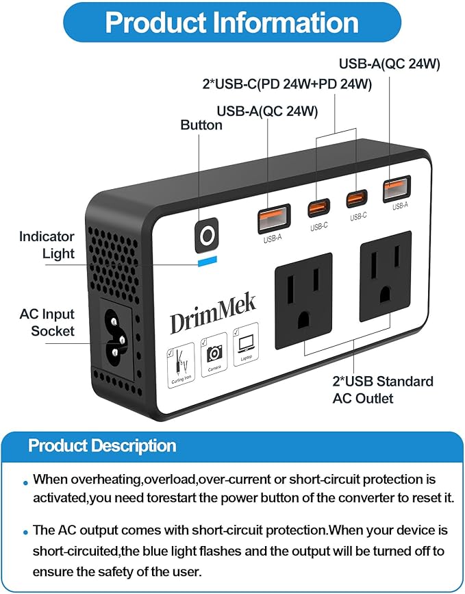 200W Voltage Converter US to Europe, Step Down Travel Power Adapter - Image 4