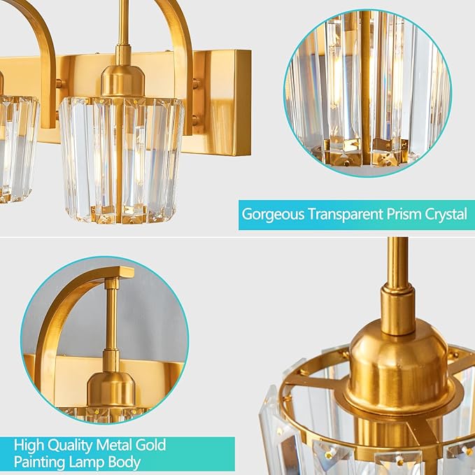 FDPBY Modern Bathroom Vanity Light, 4-Light Gold Wall Sconce - Image 2
