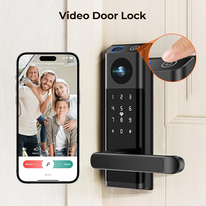 Video Smart Lock with Camera & Doorbell, 5-in-1 Keyless Entry Door Lock with - Image 3