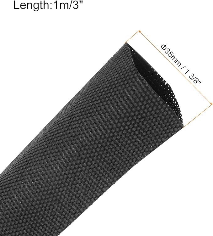 MECCANIXITY Braided Cable Sleeves Heat Shrinkable Fabric Sleeving, 1 3/8" 3ft - Image 2