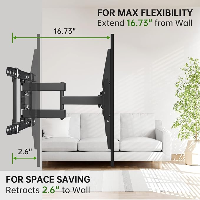 USX Mount Full Motion TV Wall Mount 42"-84" TVS, Fits 16" 18" or 24" Studs - Image 4