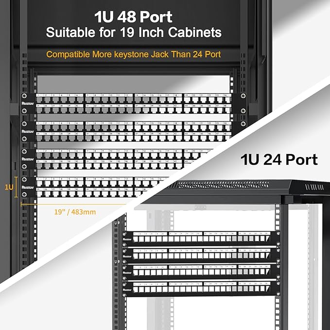 PBAEGAV 48 Port Patch Panel Blank UTP/STP 1U 19" Keystone Patch Panel - Image 6