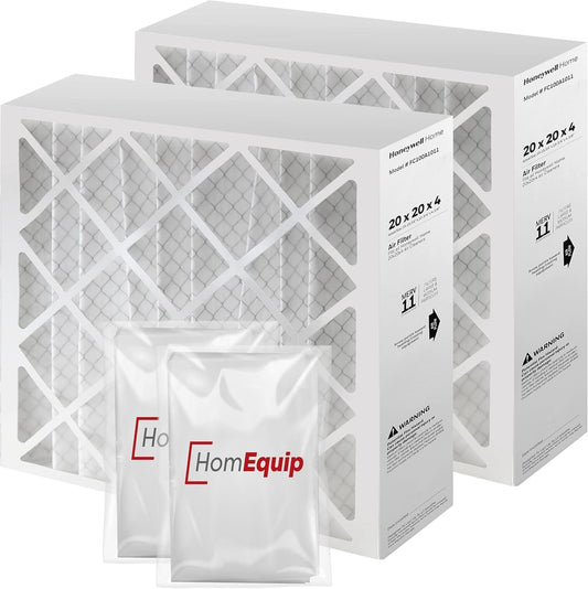 20x20x4 Air Filter Replacement - FC100A1011 HVAC Furnace Filters with Merv 11 Filter Media, AC Filter with Homequip Disposal Bag (2 Pack)