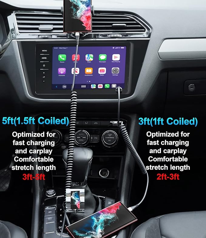 USB Type C Coiled Cable Fast Charging, Short USB A to USB C Charge Cable - Image 4