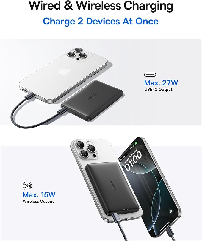 Baseus Picogo Magsafe Portable Charger, Qi2 Certified 0.5" Ultra Slim 15W - Image 5
