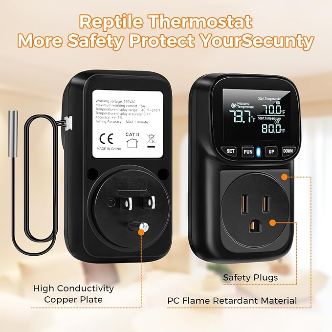 Diymore Digital Temperature Controller Outlet, 1800W Plug in Thermostat - Image 4