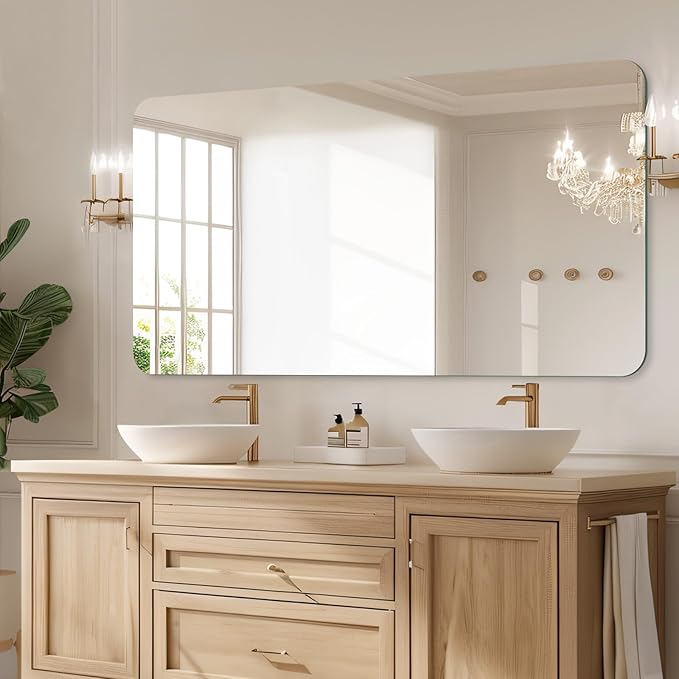 Mirrorons 72 x 36 Frameless Bathroom Mirror, Rounded Corner Bathroom Vanity - Image 2