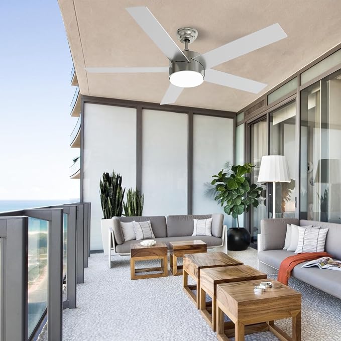 POCHFAN 52 Inch Brushed Nickel Ceiling Fans - Image 6