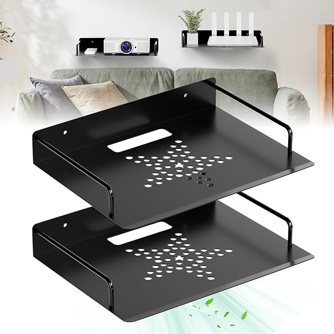 MEEMENG Projector Shelf, WiFi Router Shelf, Under TV Wall Mount by MEEMENG