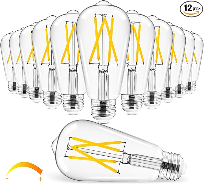 Hizashi Vintage LED Edison Bulb Dimmable, 6W Equivalent 60W, 3000k Soft White by HIZASHI
