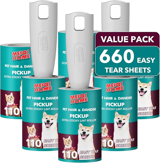 MEIQIHOME Lint Rollers for Pet Hair Extra Sticky, 660 Sheets Value Set Lint by MEIQIHOME