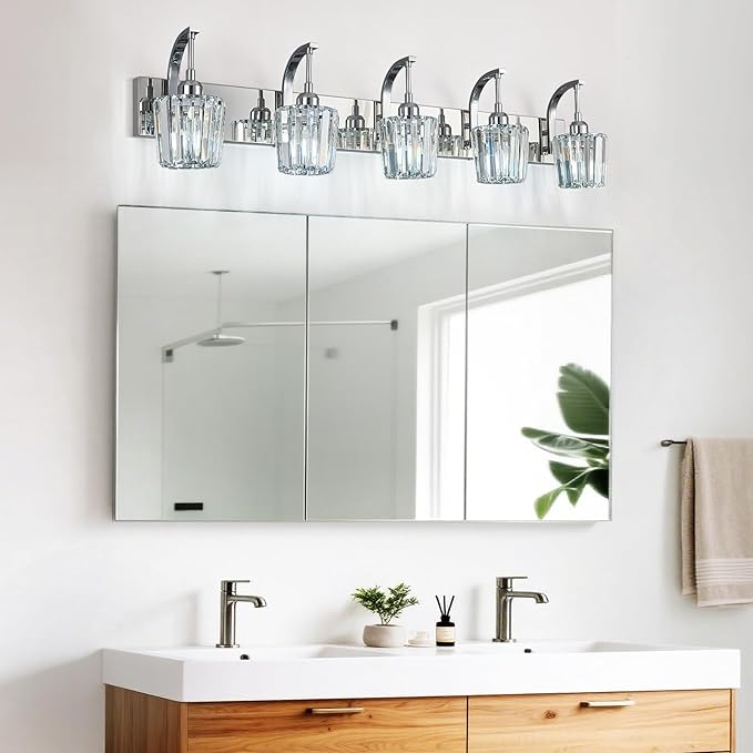 FDPBY Modern Bathroom Vanity Light, 5-Light Chrome Wall Sconce - Image 7