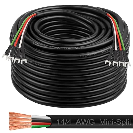 MOOKEERF 14/4 AWG Mini-Split Cable - 200FT 14 AWG 4 Conductor Control Cable by MOOKEERF