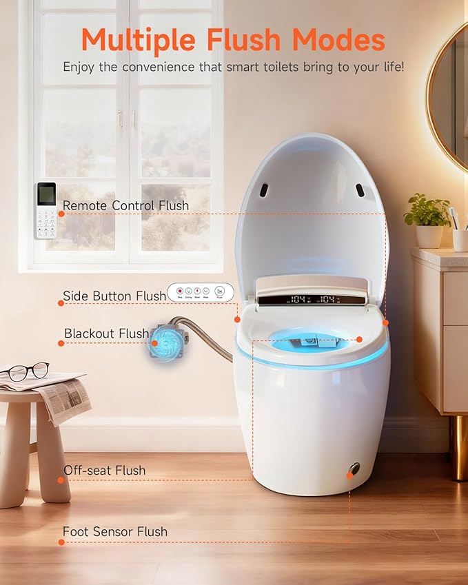 WANSID Smart Toilet with Bidet Built in, Bidet Toilet with Auto Open/Close Lid - Image 5