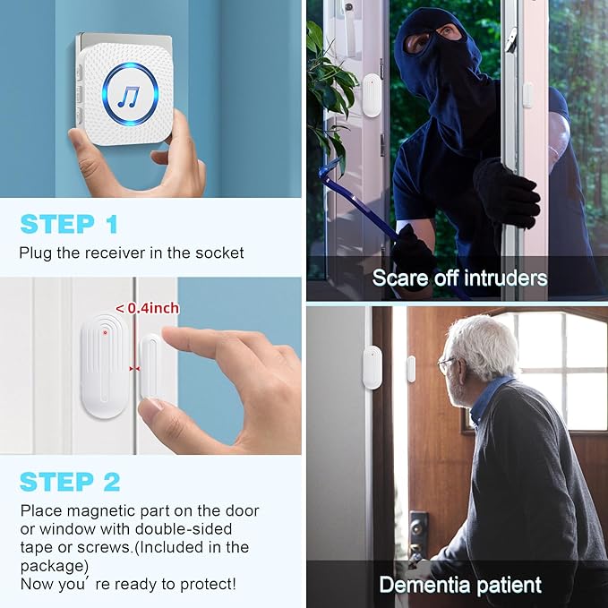 SanJie Door Sensor Chime for Door Opens, Business/Home/Office/Store, 500 FT - Image 5