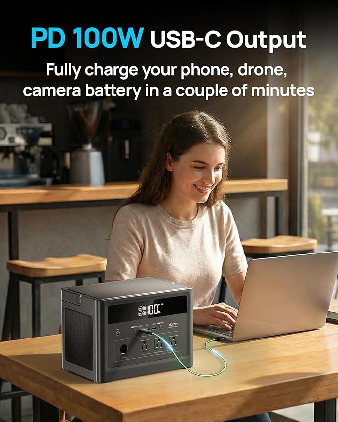 DaranEner Portable Power Station 600W, 576Wh LiFePO4 Battery Backup, Solar - Image 5