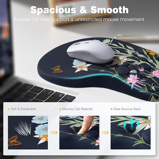 Ospelelf Ergonomic Mouse Pad and Keyboard Stand Wrist Rest Set, Memory Foam - Image 3