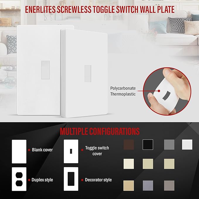ENERLITES Screwless Toggle Switch Wall Plate, Child Safe Light Switch Cover - Image 3