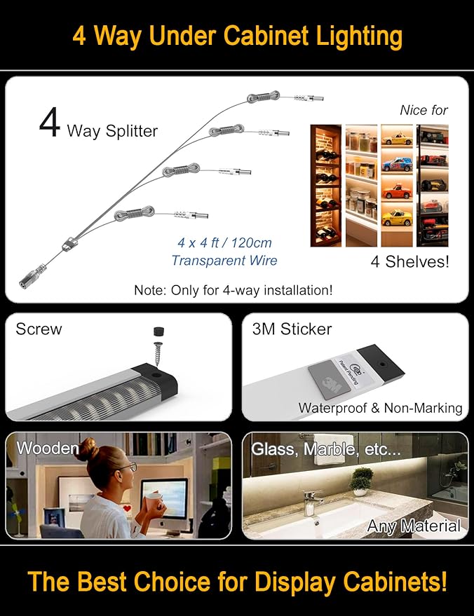 EBD Display Case Lights Ultra Bright Under Counter Lighting 4-Way Parallel - Image 2