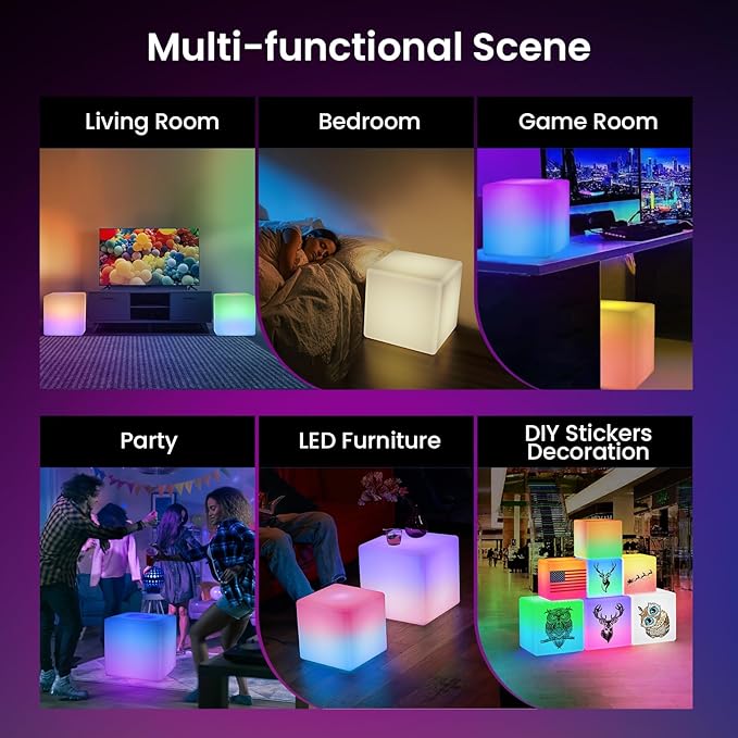 LOFTEK 12-inch Smart Cube Lights: RGBW 16 Million Colors Changing Floor Lamp - Image 7