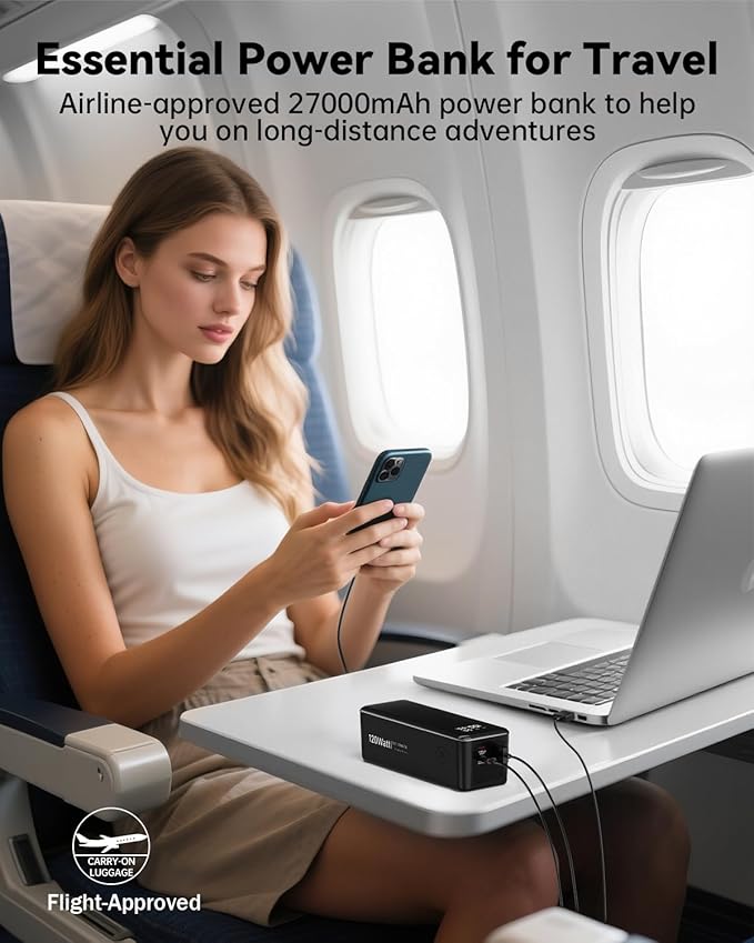 WOXABHSL 27000mAh 120W Fast Charging Power Bank, High Capacity 3-Port Laptop - Image 5