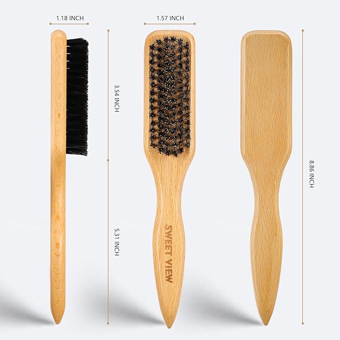 SWEET VIEW Boar Bristle Slick Back Hair Brush - Image 6