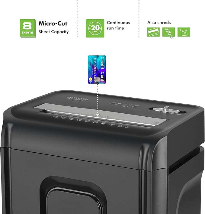 Aurora AU830MA High-Security 8-Sheet Micro-Cut Paper and Credit Card Shredder/ - Image 2