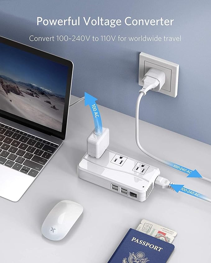 BESTEK Universal Travel Adapter 100-220V to 110V Voltage Converter 250W - Image 5