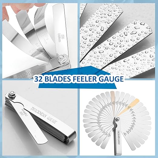 CHERALKEST Feeler Gauge Set Stainless Steel Thickness Gauge 32 Blades 0.04-0.88 - Image 5